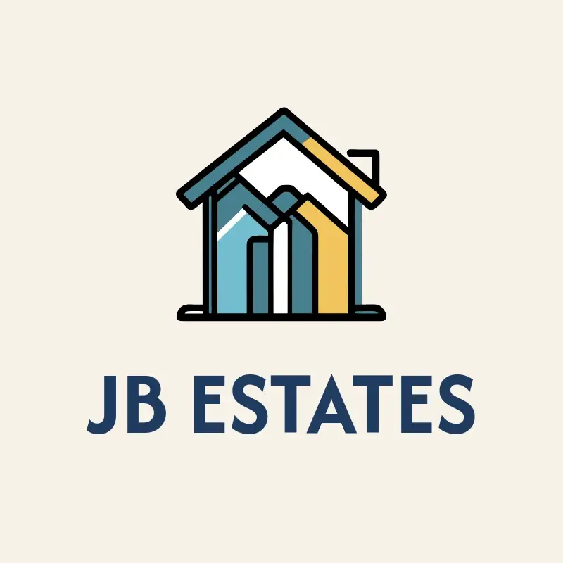 The real estate company name JB Estates as a branded logo with a color icon
