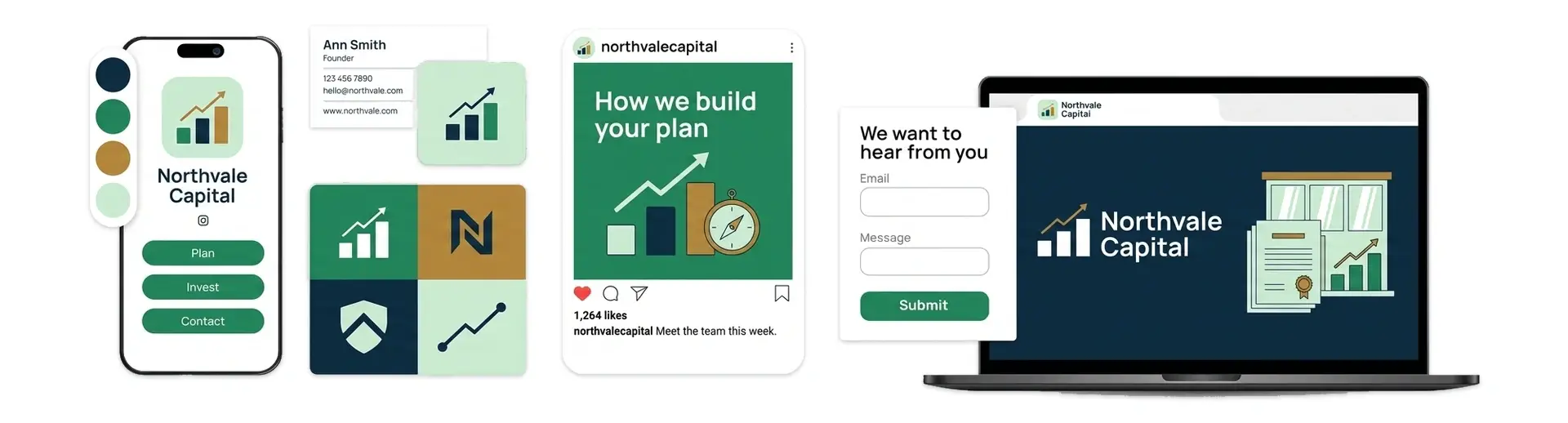 Finance logo and brand kit for Northvale Capital made with the LOGO.com financial services logo maker