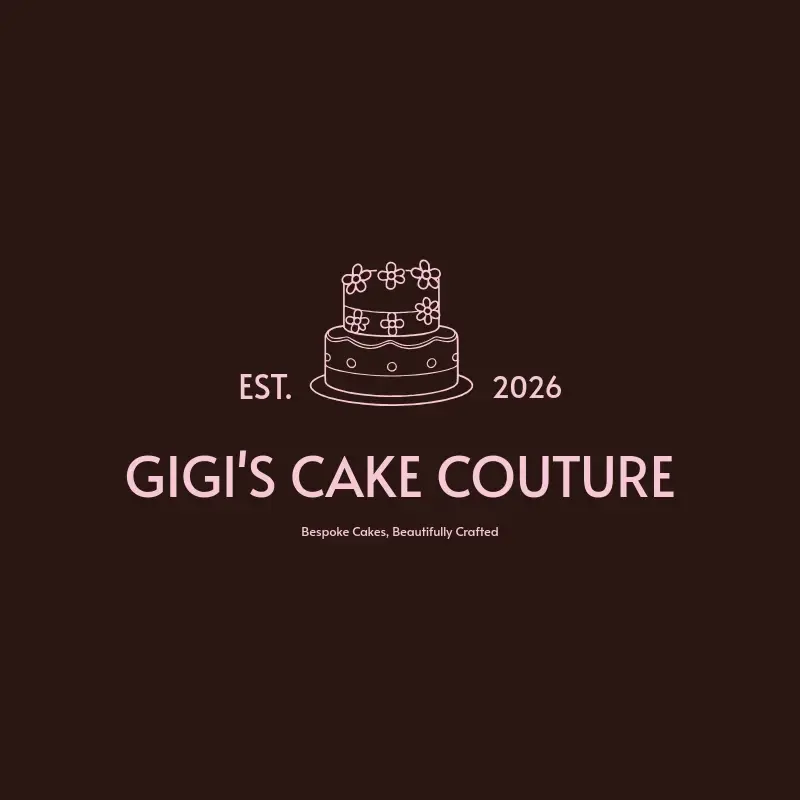 The cake business name Gigi's Cake Couture as a branded logo with a single color icon