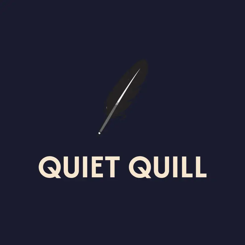 The book name Quiet Quill as a branded logo with a single color icon