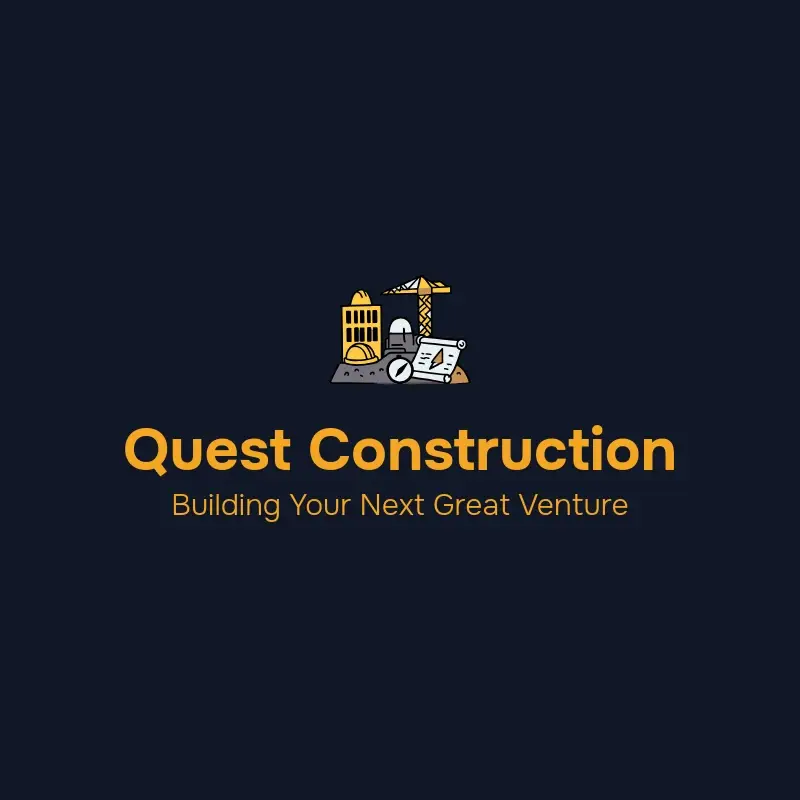 The construction company name Quest Construction as a branded logo with a color icon