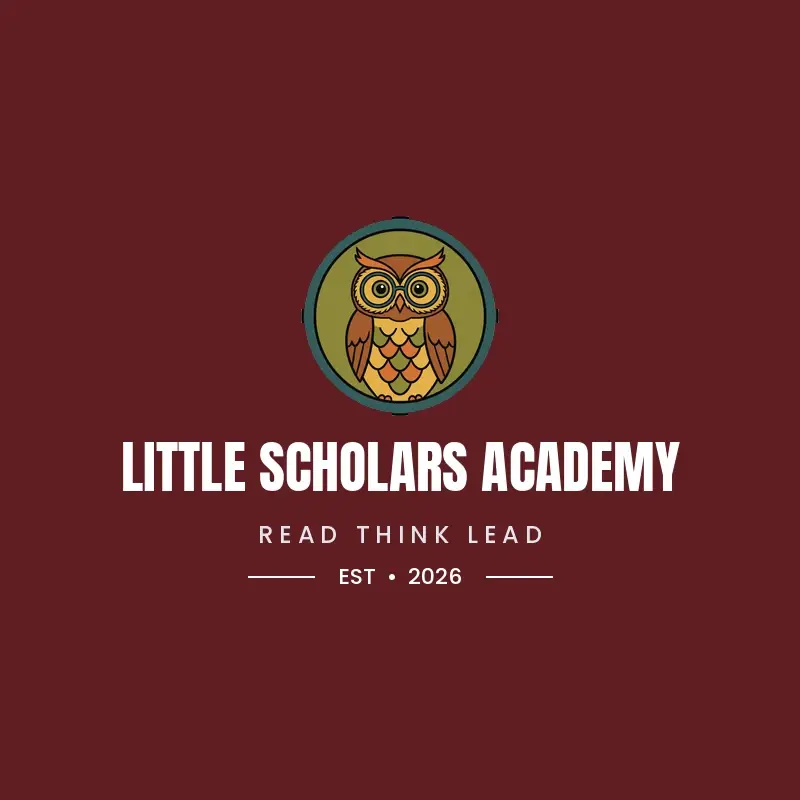 The school name Little Scholars Academy as a branded logo in a black ink style