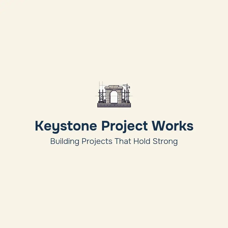 The construction company name Keystone Project Works as a branded logo with a single color icon