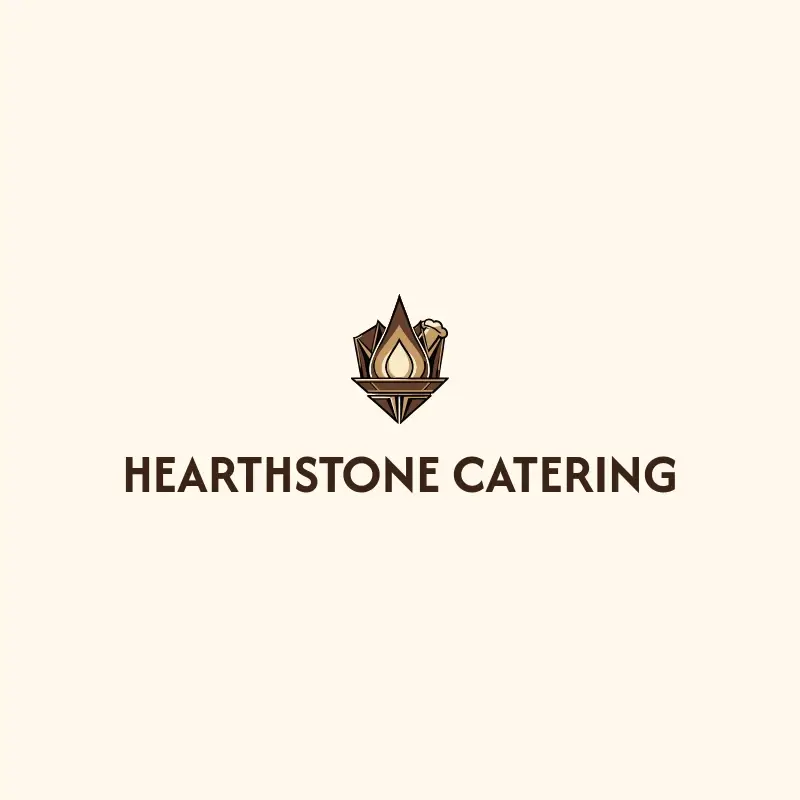 The catering name Hearthstone Catering as a branded logo with a color icon
