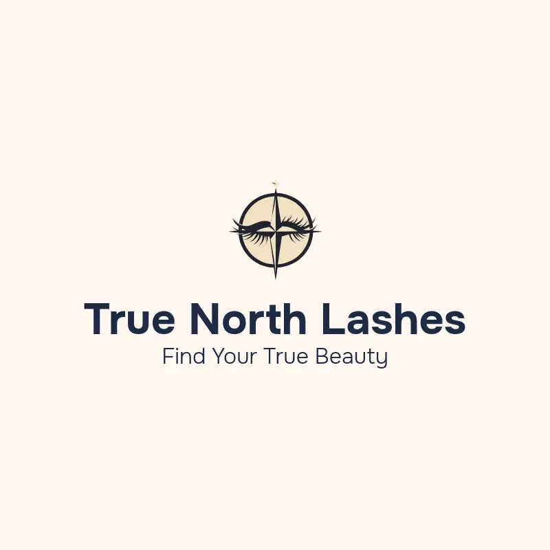 The lash name True North Lashes as a branded logo with a single color icon