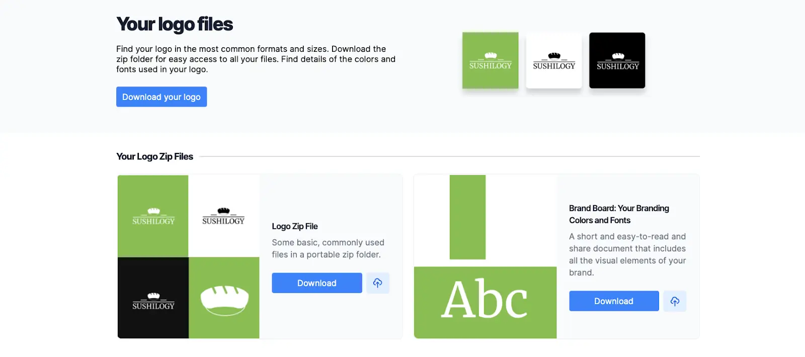 Get over 20 different logo files along with your logo