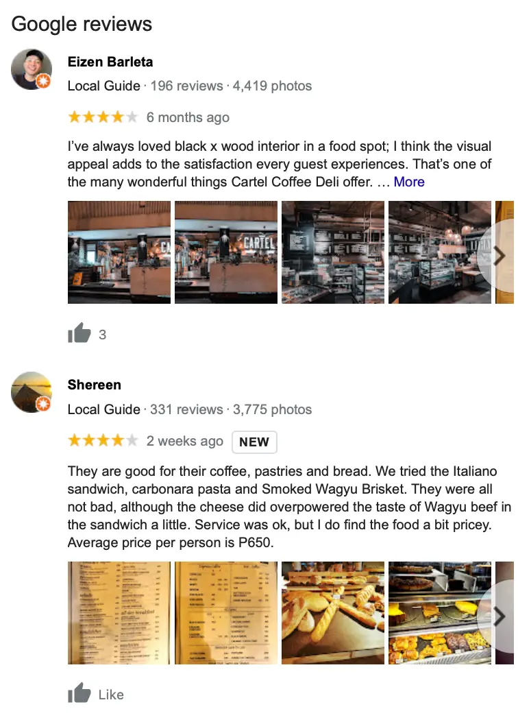 Google reviews