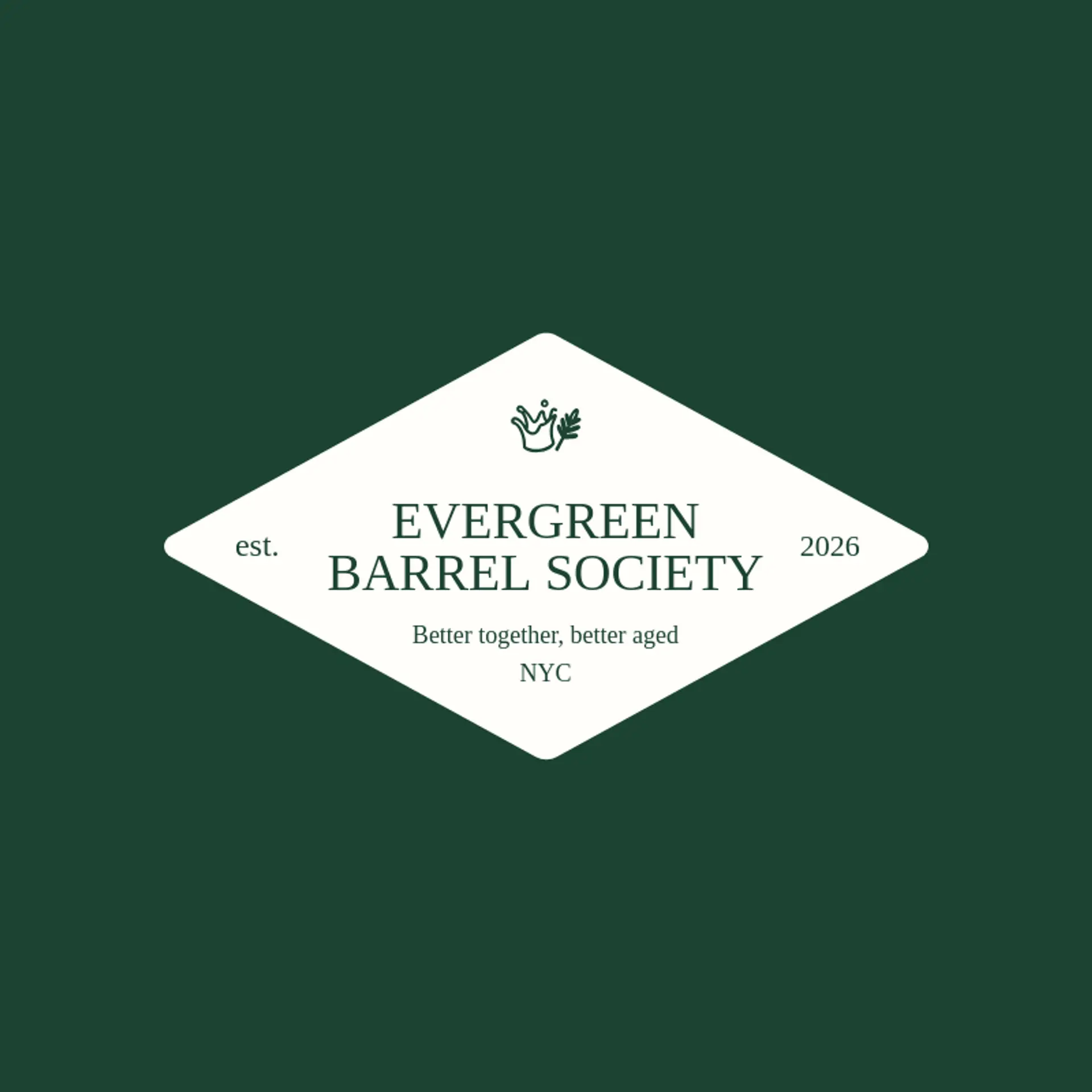 Evergreen Barrel Society logo for bourbon