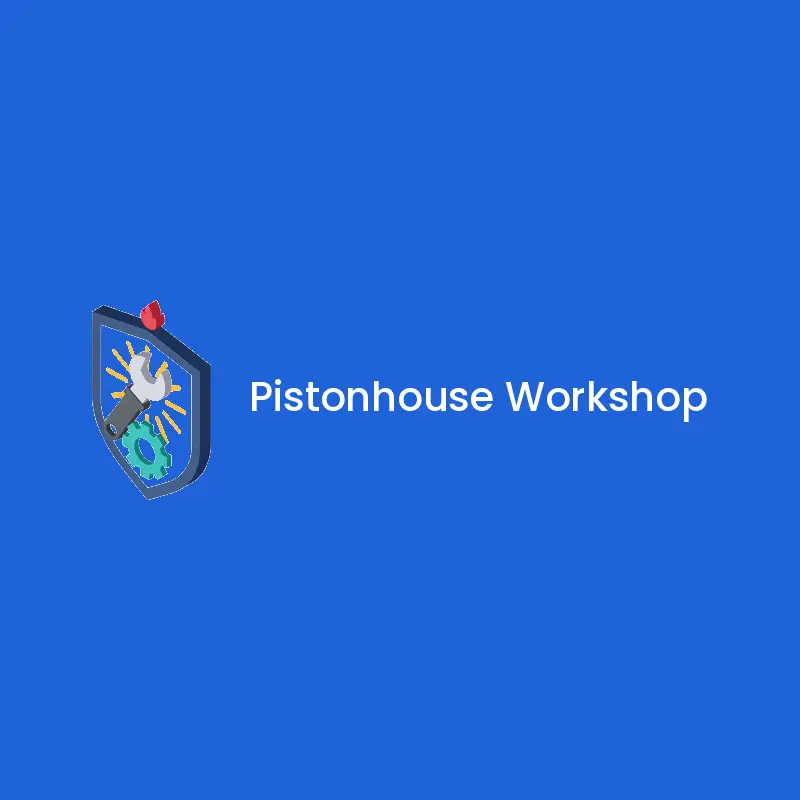 Isometric auto shop logo with a car emblem and a wrench