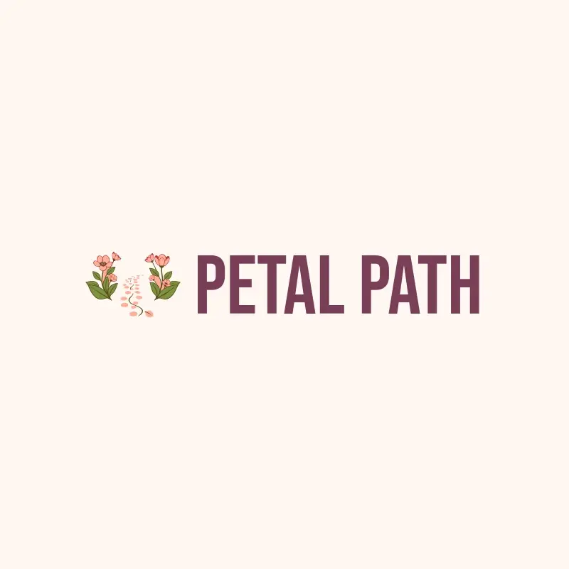 The flower shop name Petal Path as a branded logo with a color icon