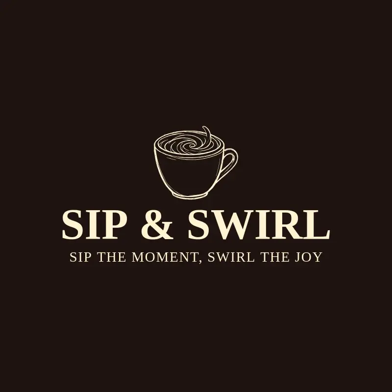 The drink name Sip & Swirl as a branded logo with a single color icon