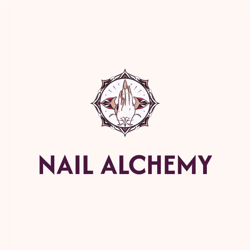The nail salon name Nail Alchemy as a branded logo with a color icon