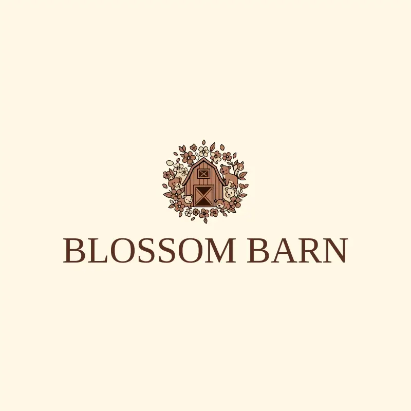The zoo name Blossom Barn as a branded logo with a color icon