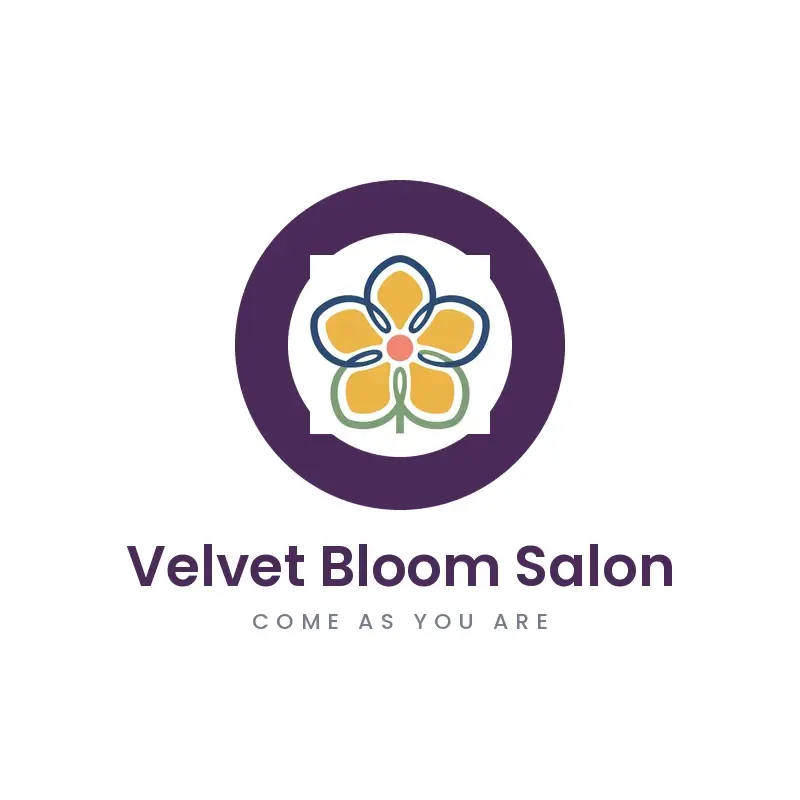 The salon name Velvet Bloom Salon as a branded logo in a minimal style