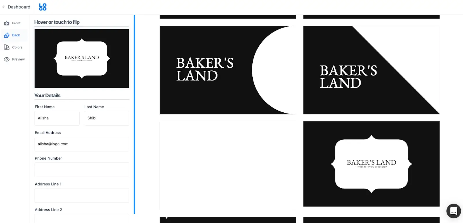Customize your business card