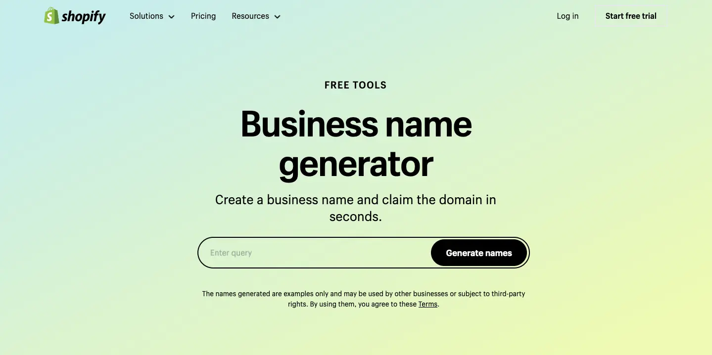 Shopify business name generator