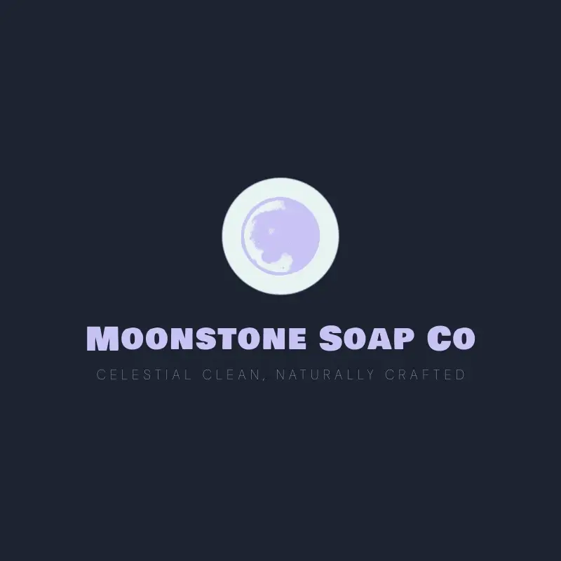The soap business name Moonstone Soap Co as a branded logo with a color icon