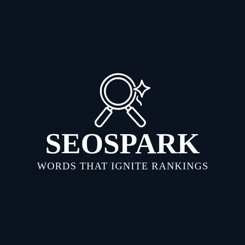 The copywriting business name SEOSpark as a branded logo with a single color icon