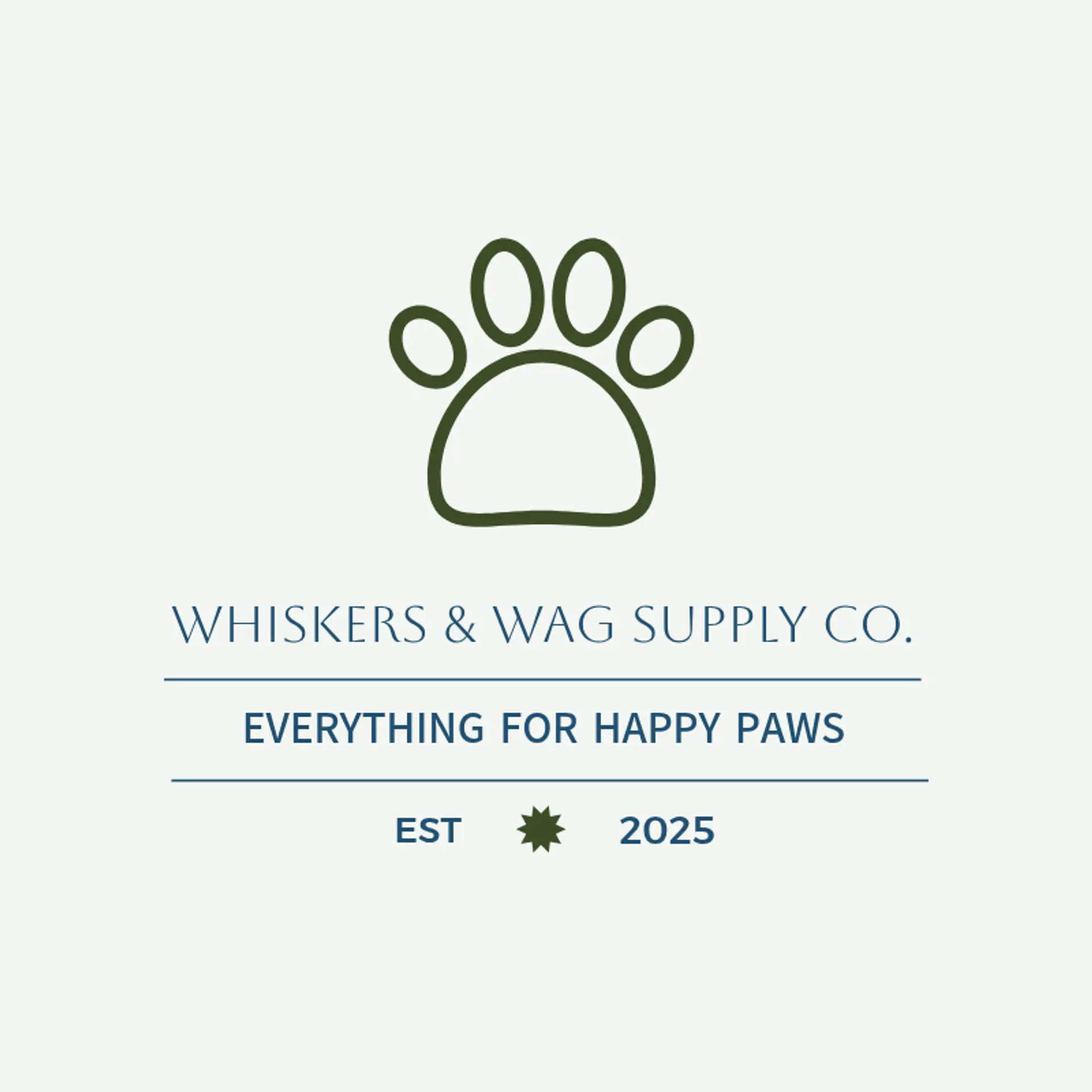Whiskers & Wag Supply Co. logo for pet store