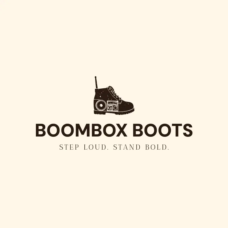The rap name Boombox Boots as a branded logo with a single color icon