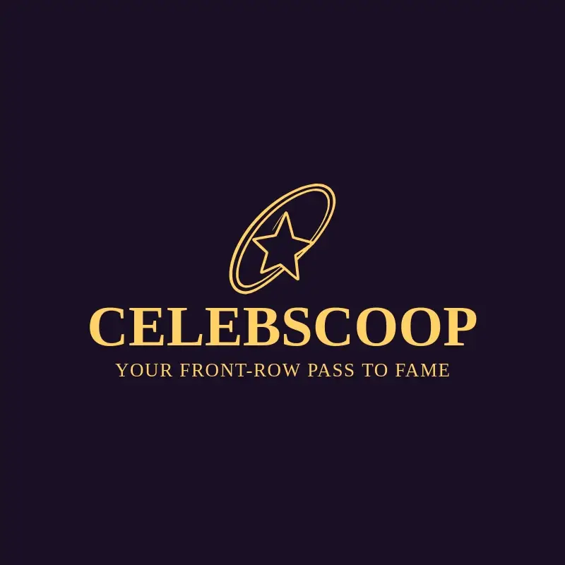The magazine name CelebScoop as a branded logo with a single color icon