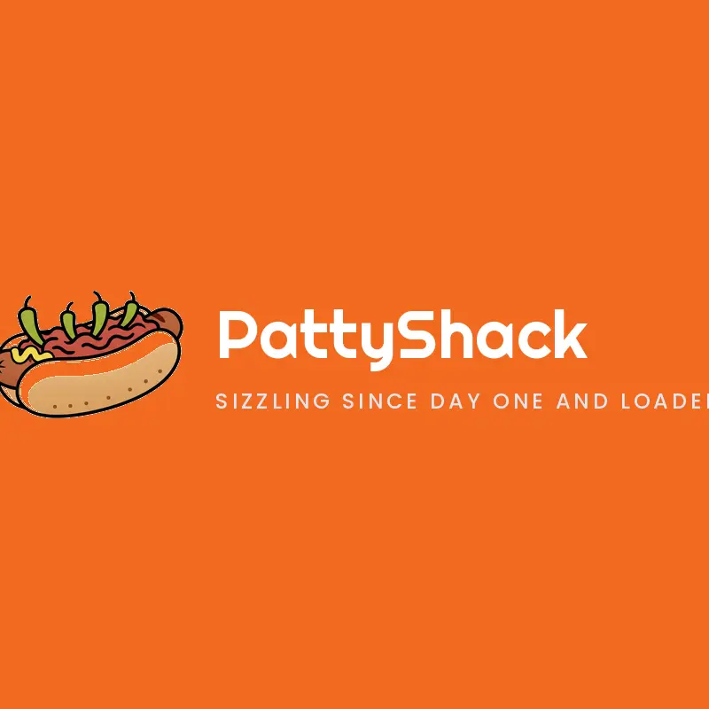 A retro hot dog with chili peppers logo on an orange background.