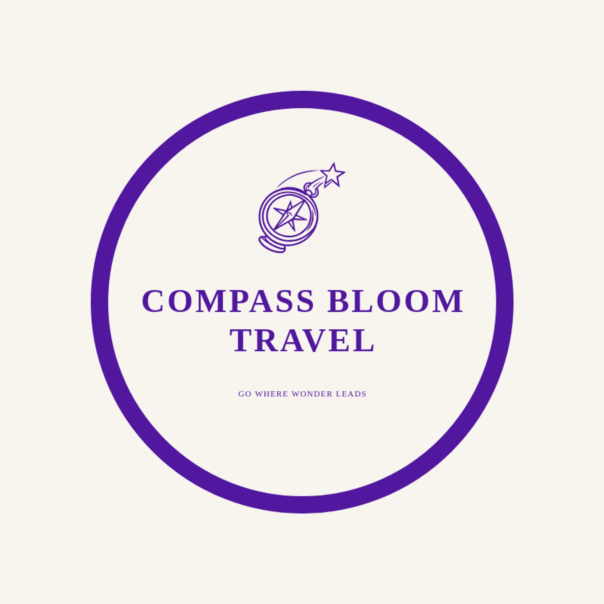 Compass Bloom Travel logo for shooting star