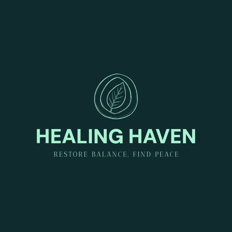 The spa name Healing Haven as a branded logo with a single color icon
