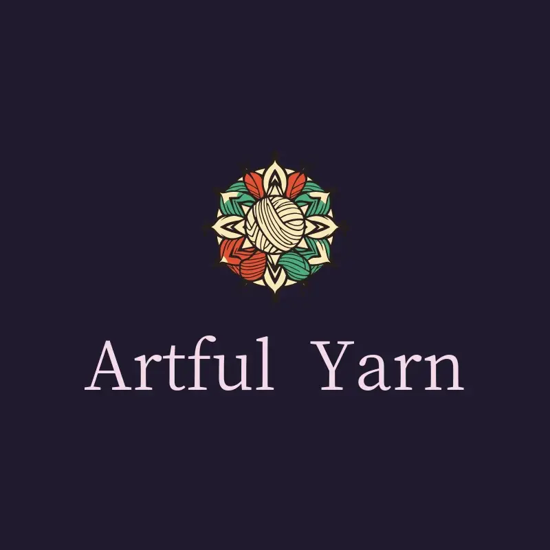 The crochet business name Artful Yarn as a branded logo with a color icon
