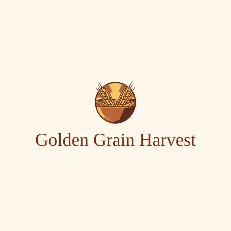 The cereal name Golden Grain Harvest as a branded logo with a color icon