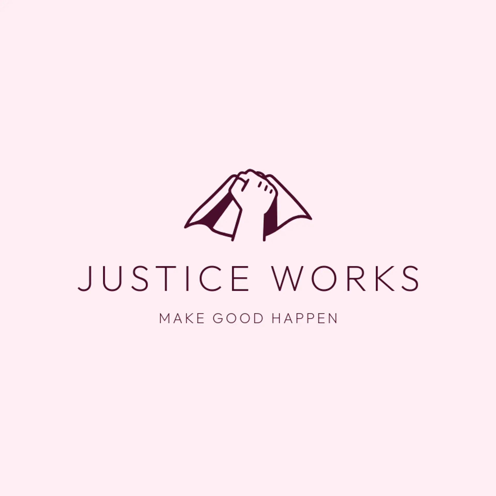 Justice Works logo for superhero