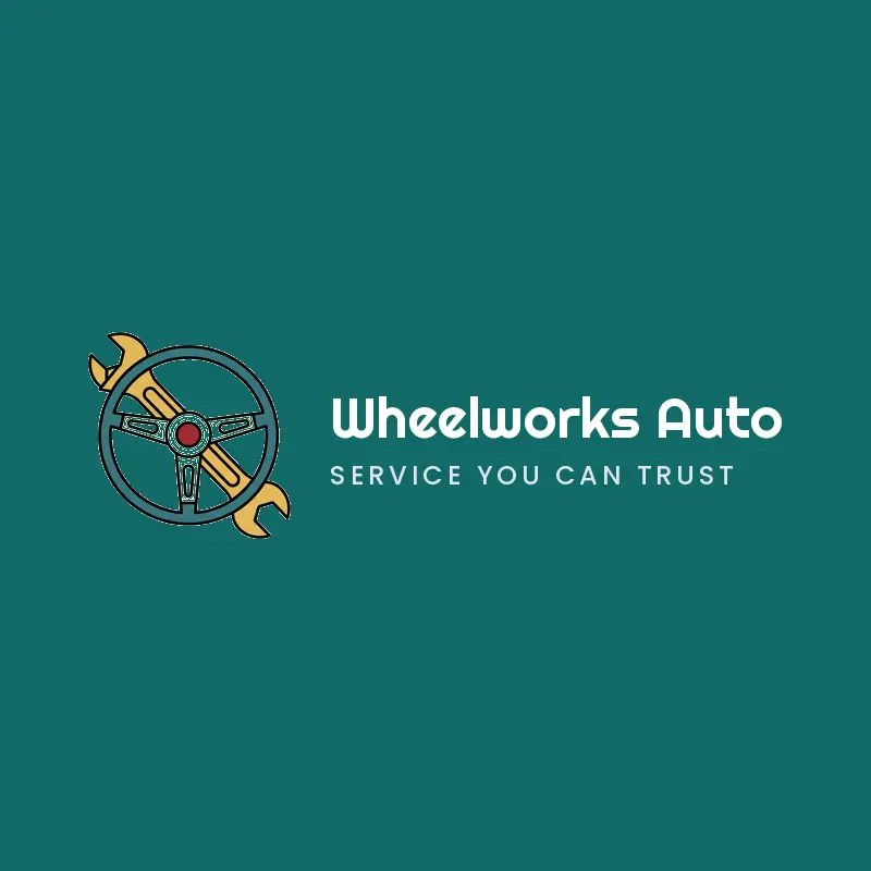A retro steering wheel crossed with a wrench on teal for a mobile mechanic brand.