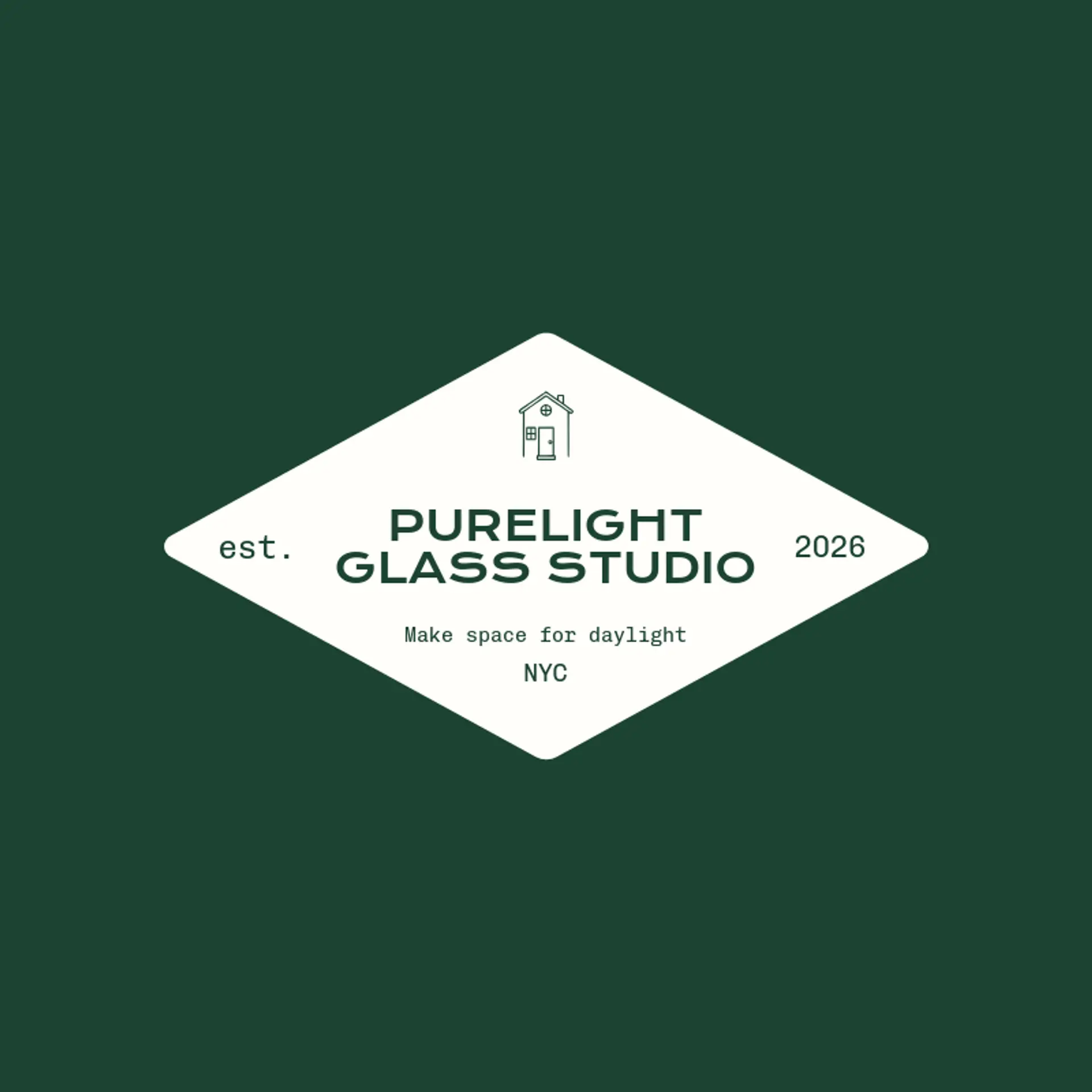 Purelight Glass Studio logo for window