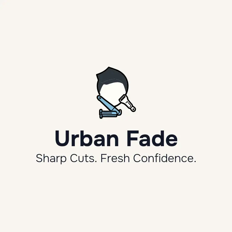 The barbershop name Urban Fade as a branded logo with a color icon