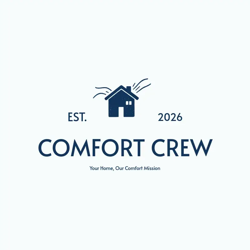 The HVAC name Comfort Crew as a branded logo with a single color icon