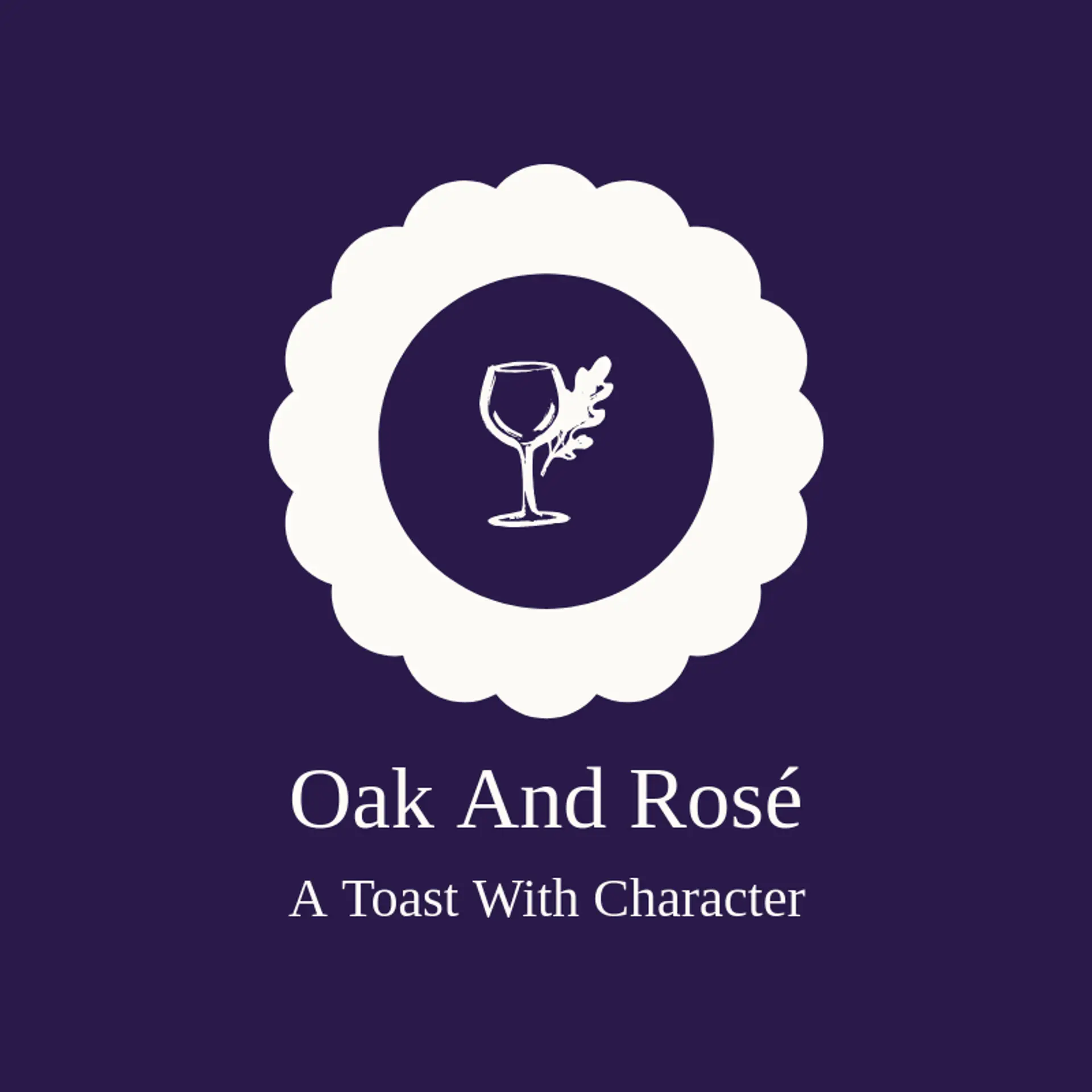 Oak and Rosé logo for wine glass