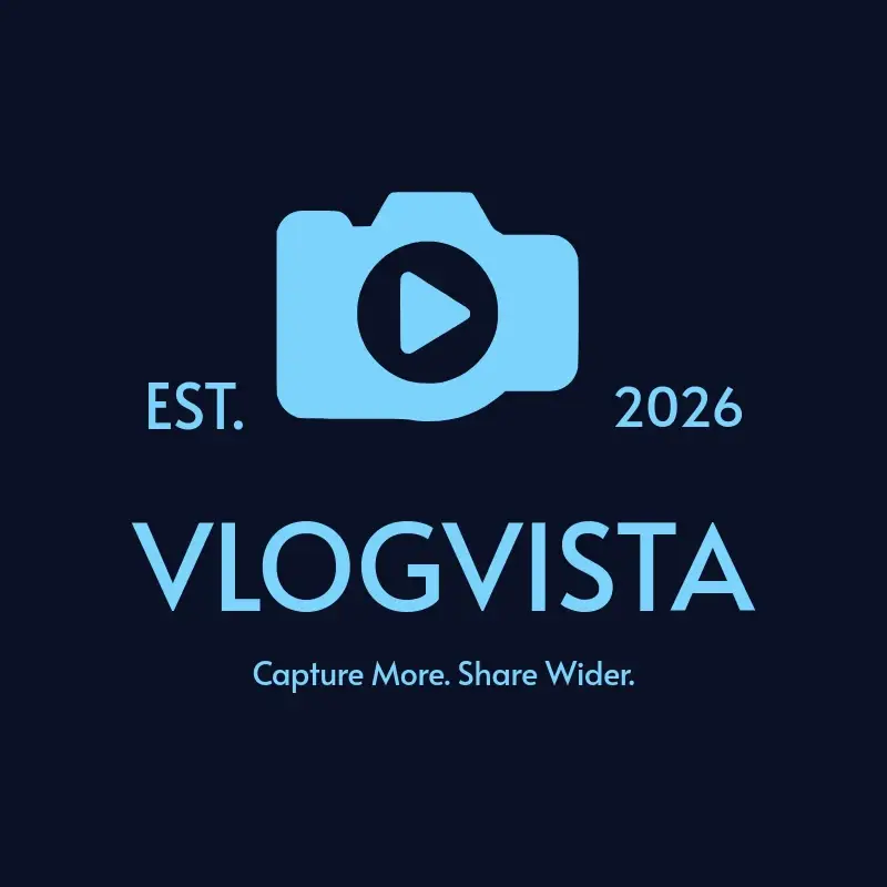 The YouTube name VlogVista as a branded logo with a single color icon