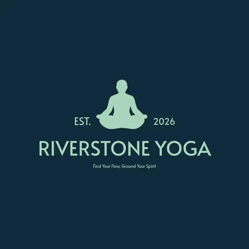 The yoga studio name Riverstone Yoga as a branded logo with a single color icon