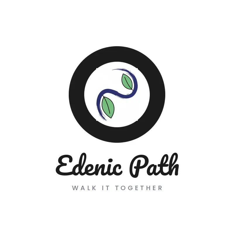 The church name Edenic Path as a branded logo in a brush paint style