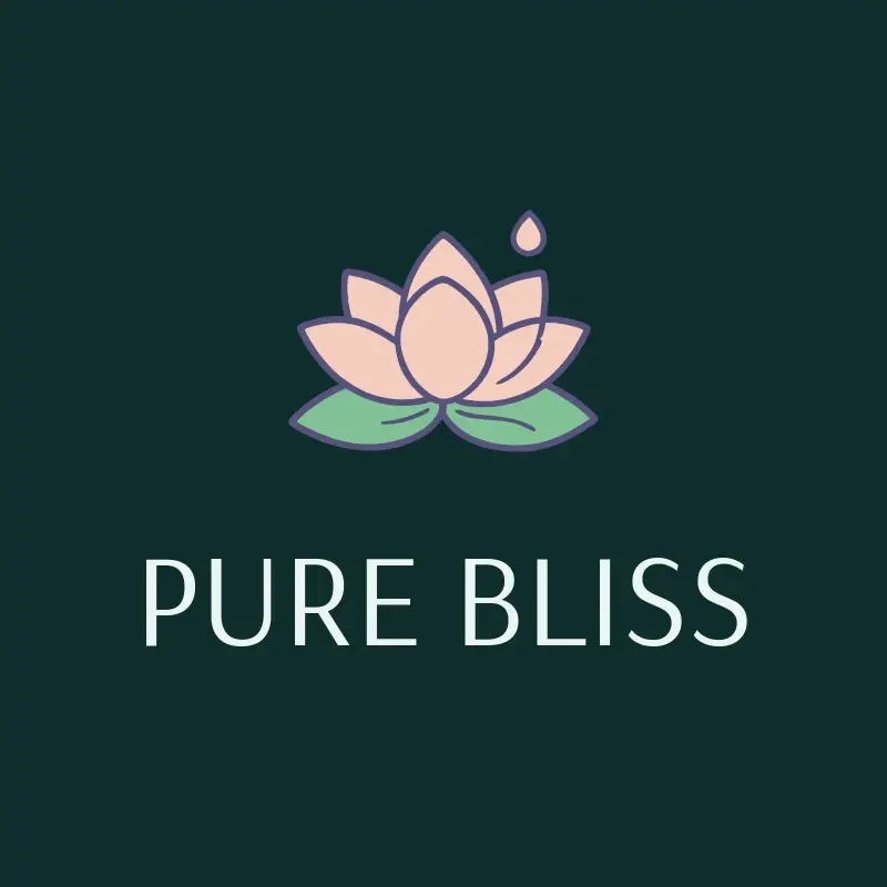 The spa name Pure Bliss as a branded logo with a color icon