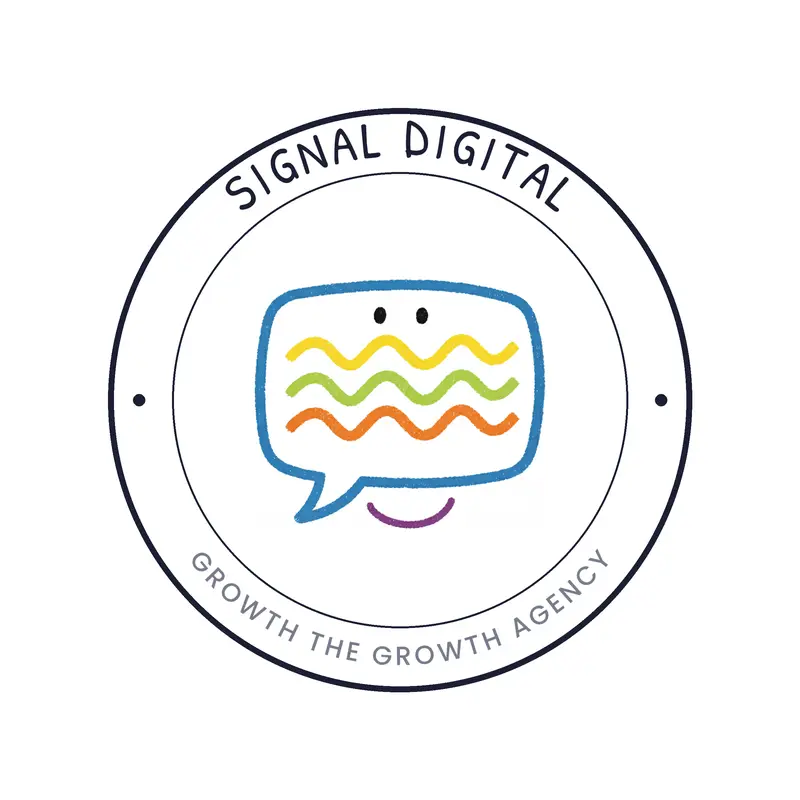 A speech bubble and a sound wave, a content marketing logo in a playful style