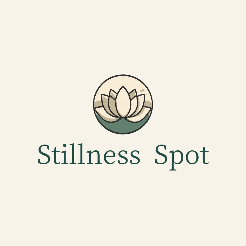 The yoga studio name Stillness Spot as a branded logo with a color icon