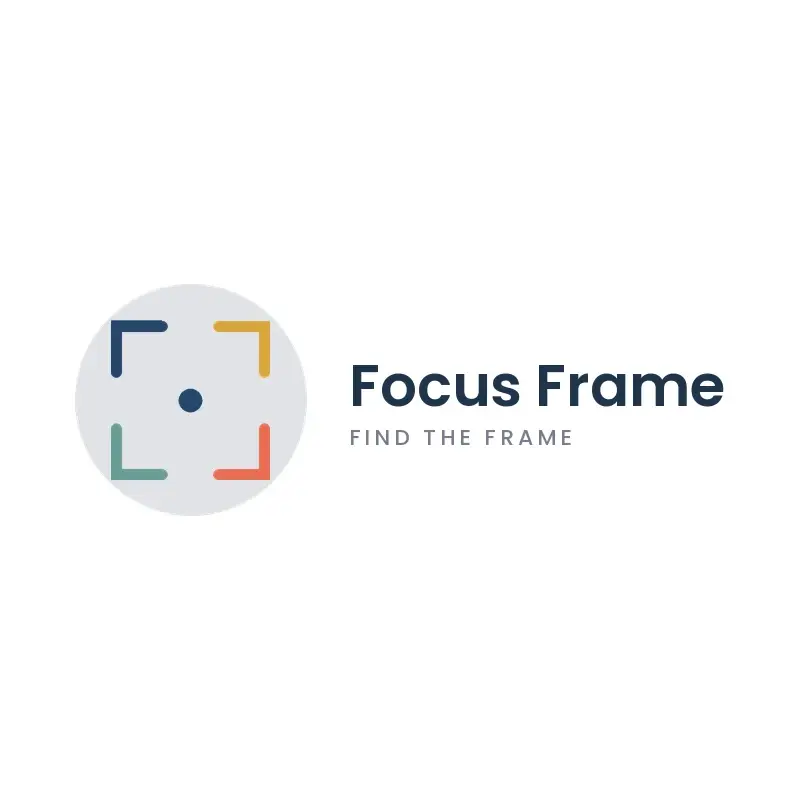 The photography name Focus Frame as a branded logo in a minimal style