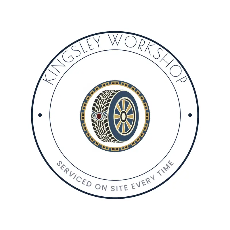 Deco style tyre and wheel logo showing a car tyre with tread