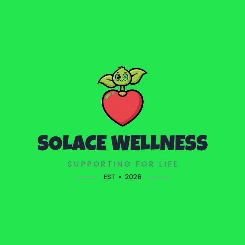 A sprout growing from a heart, a wellness logo in a cartoon style
