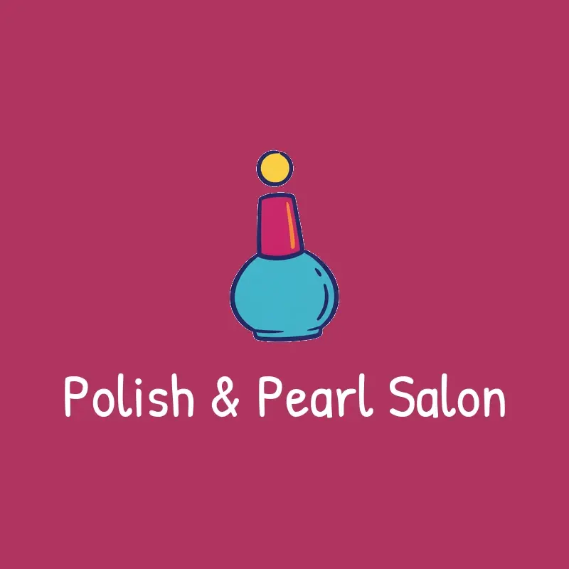 The salon name Polish & Pearl Salon as a branded logo in a playful style