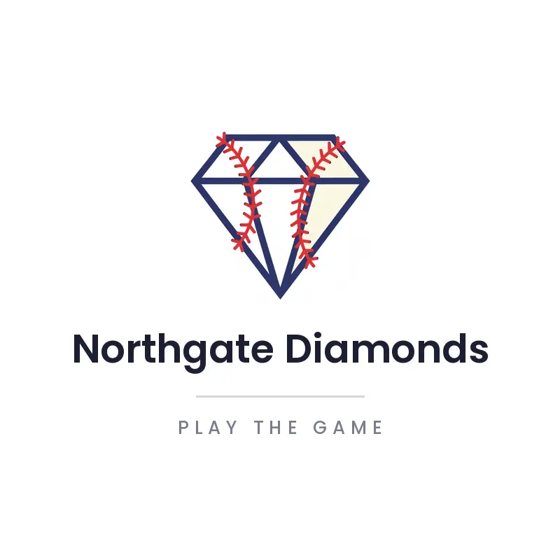 Diamond and stitching baseball team logo for Northgate Diamonds