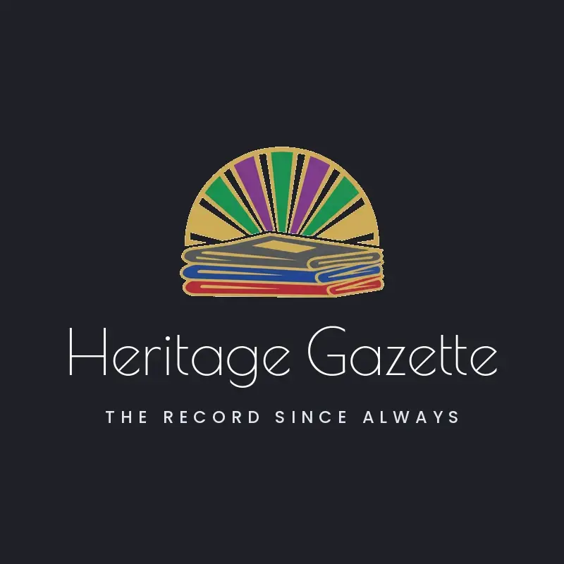 The newspaper name Heritage Gazette as a branded logo in a deco style
