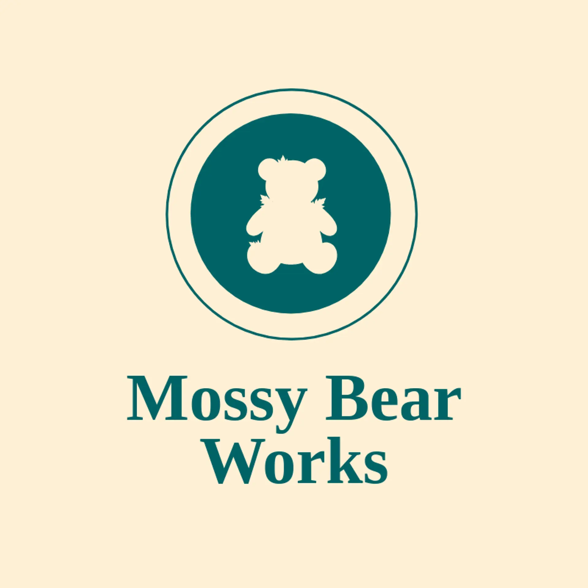 Mossy Bear Works logo for teddy bear