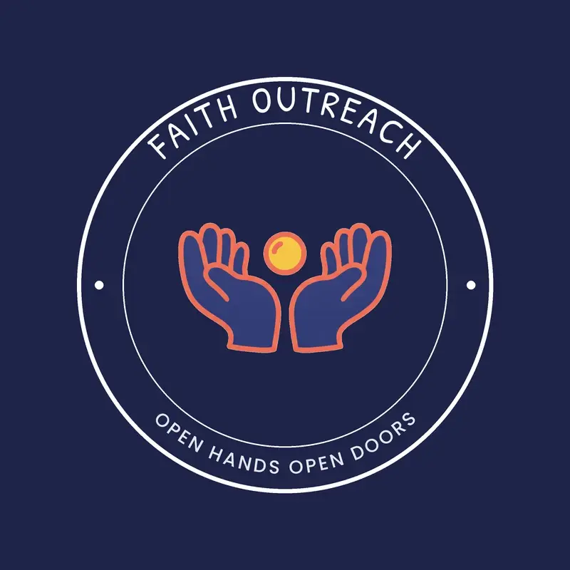 The church name Faith Outreach as a branded logo in a playful style